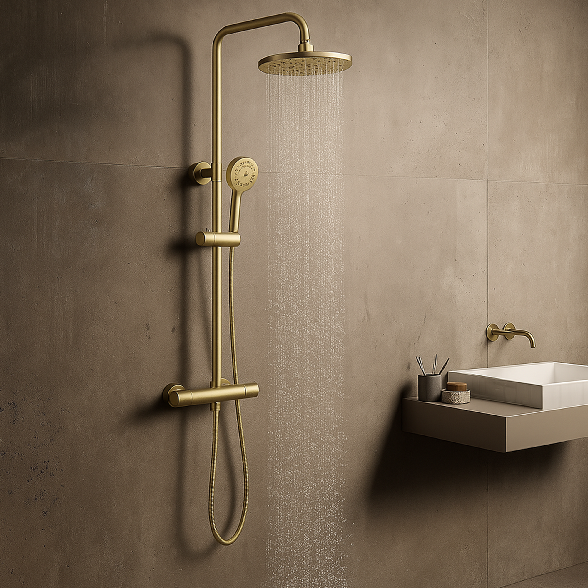 Modern Round Thermostatic Shower – Brass