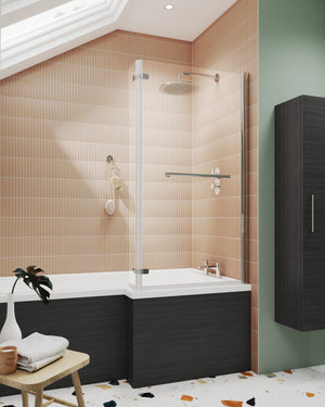 L-Shaped Bath Screen Hinged With Rail