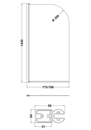 Black Round Bath Screen