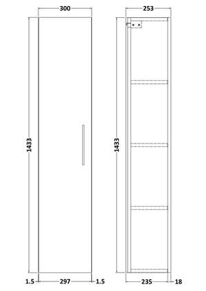 Wall Hung Tall Unit 1 Door 300mm