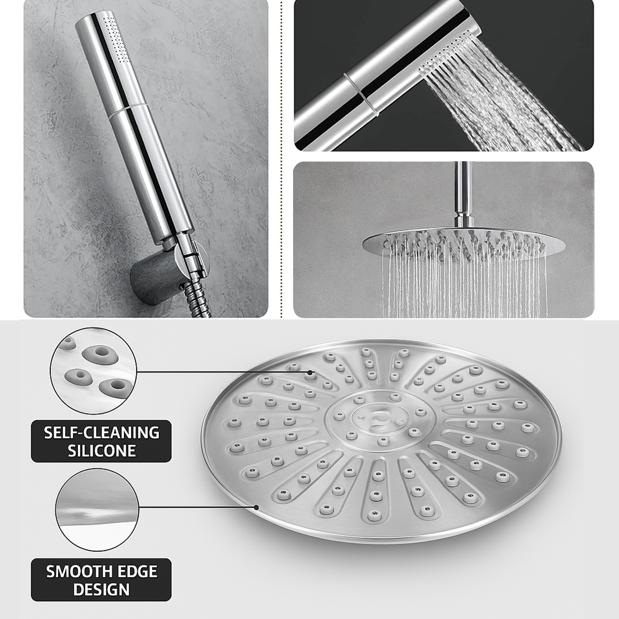 Chrome Round Concealed Thermostatic Shower Pack with Head + Handset