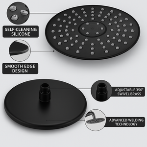 Black Round Concealed Thermostatic Shower Pack with Head + Handset