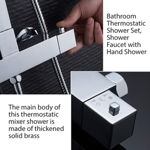 Modern Square Thermostatic Shower – Chrome