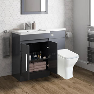 Arko Tana 1100mm Bathroom Vanity Unit Set Basin Sink Toilet WC Right Hand Furniture Storage - Anthracite