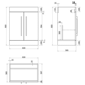 Arko Tana 1100mm Bathroom Vanity Unit Set Basin Sink Toilet WC Right Hand Furniture Storage - Grey