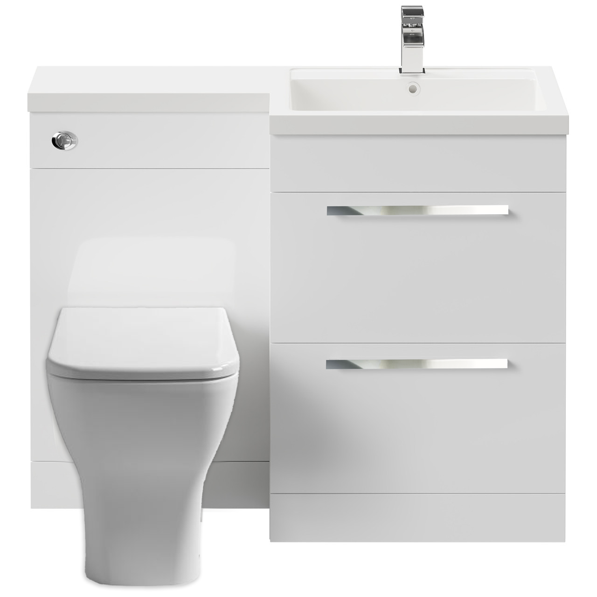 Arko 600mm Vanity Unit Bathroom Furniture Set with Basin, Concealed Toilet Pan & Soft-Close Seat – White
