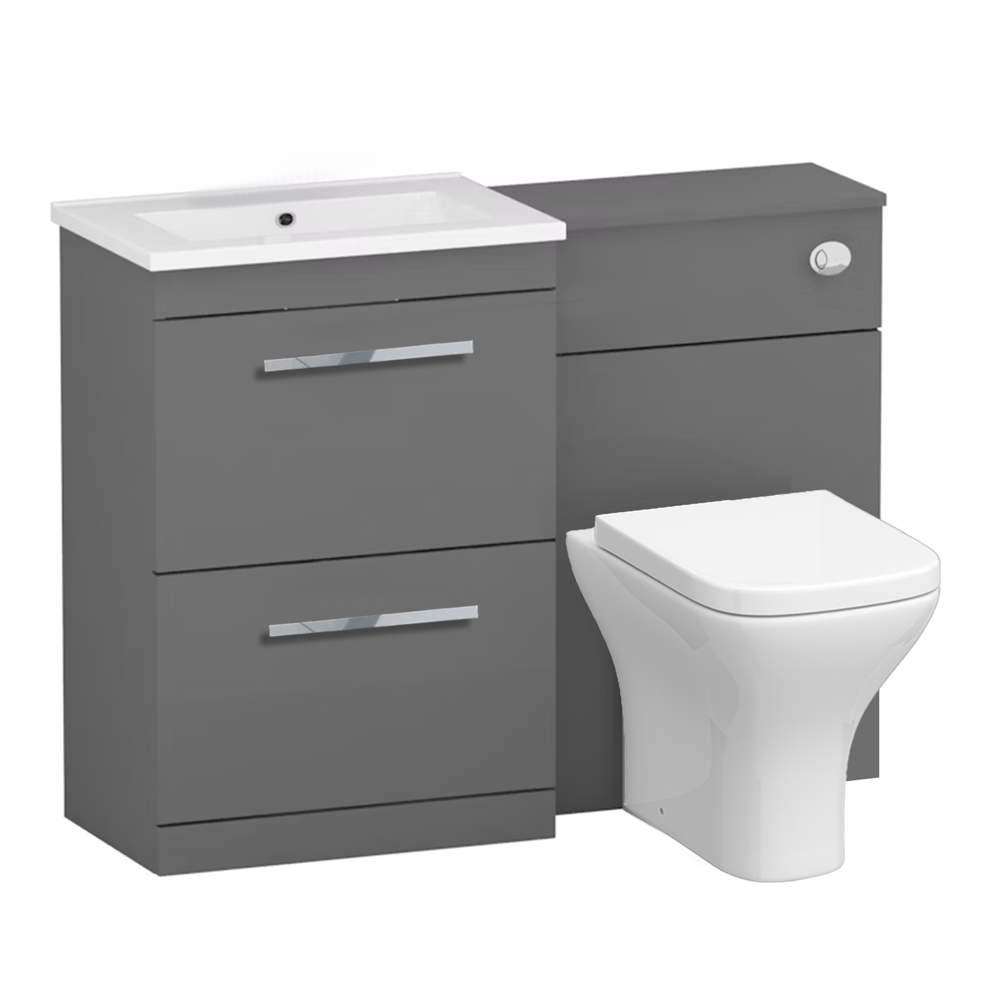 Arko 600mm Vanity Unit Bathroom Furniture Set with Basin, Concealed Toilet Pan & Soft-Close Seat – Grey