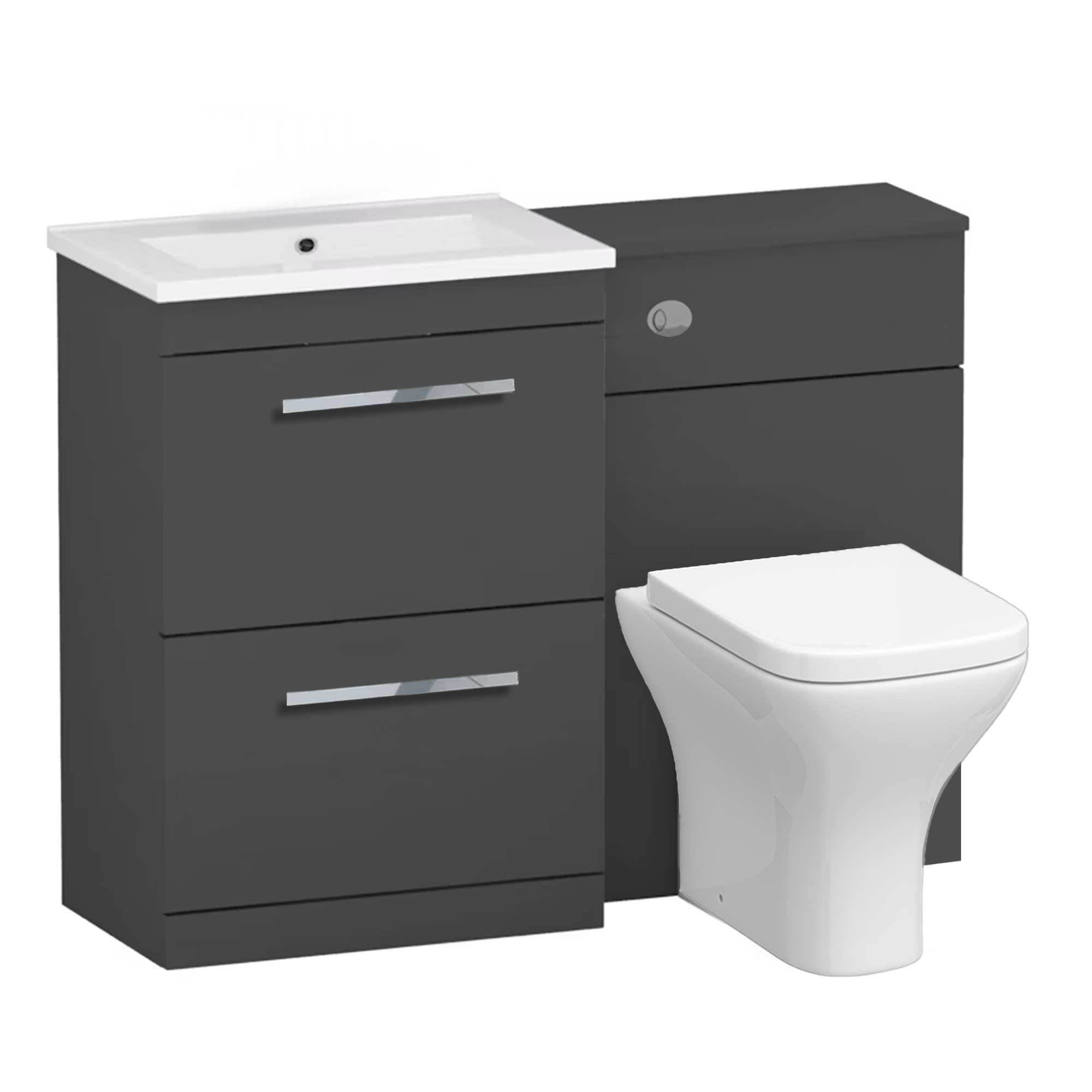 Arko 600mm Vanity Unit Bathroom Furniture Set with Basin, Concealed Toilet Pan & Soft-Close Seat – Anthracite