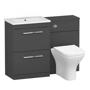Arko 600mm Vanity Unit Bathroom Furniture Set with Basin, Concealed Toilet Pan & Soft-Close Seat – Anthracite