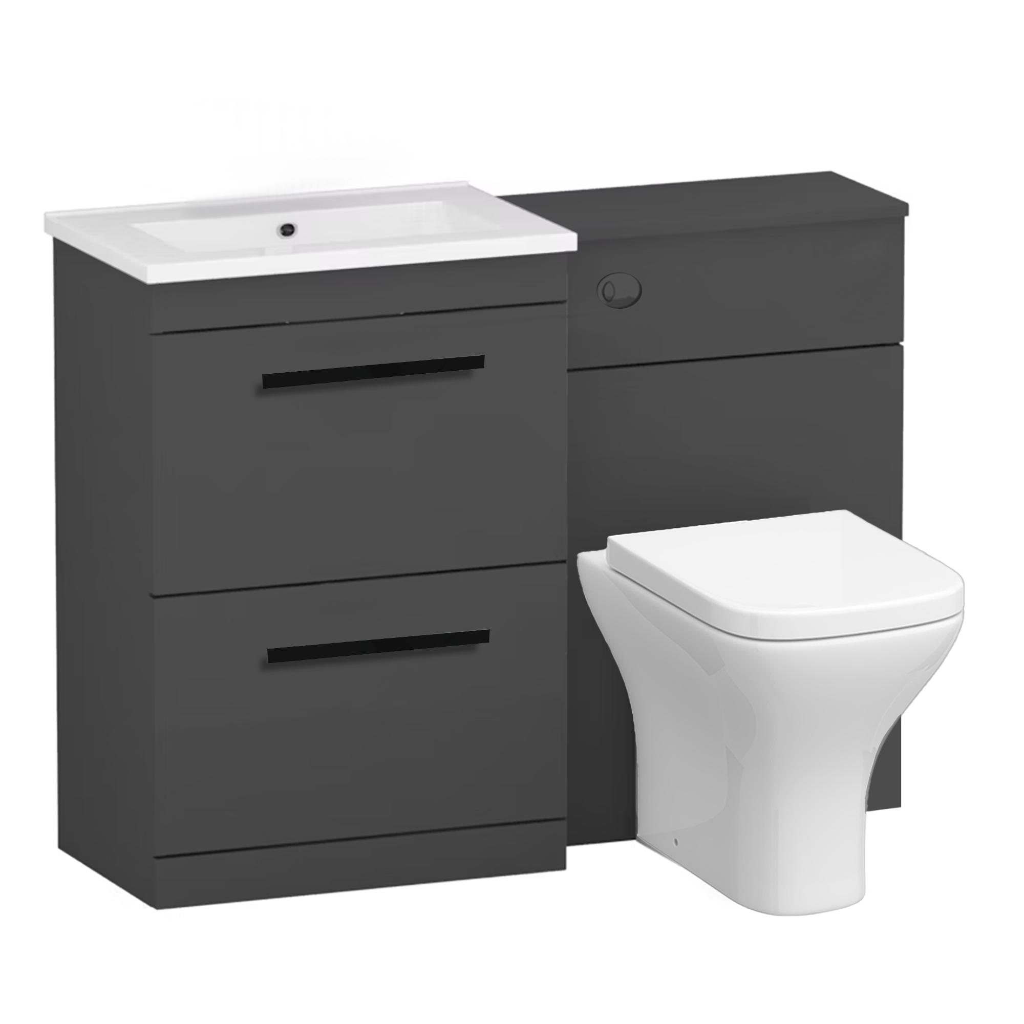 Arko 600mm Vanity Unit Bathroom Furniture Set with Basin, Concealed Toilet Pan & Soft-Close Seat – Anthracite