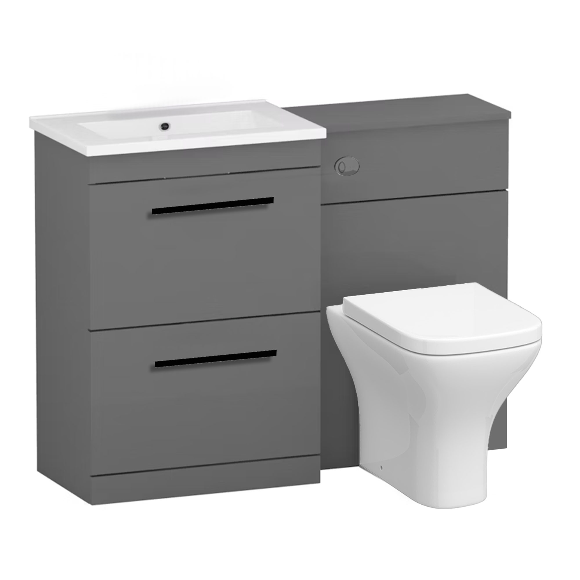 Arko 600mm Vanity Unit Bathroom Furniture Set with Basin, Concealed Toilet Pan & Soft-Close Seat – Grey