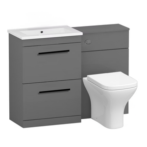 Arko 600mm Vanity Unit Bathroom Furniture Set with Basin, Concealed Toilet Pan & Soft-Close Seat – Grey