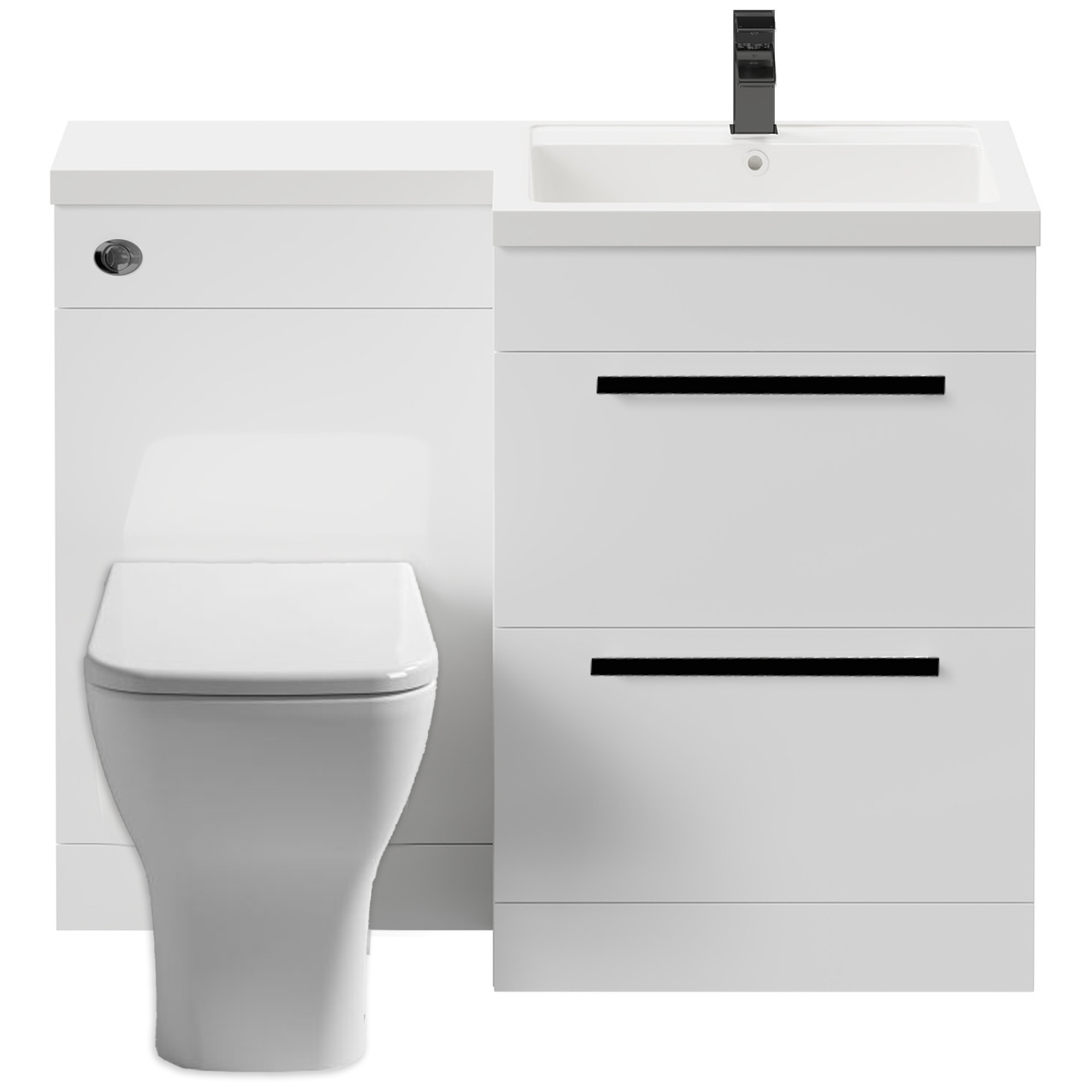 Arko 600mm Vanity Unit Bathroom Furniture Set with Basin, Concealed Toilet Pan & Soft-Close Seat – White