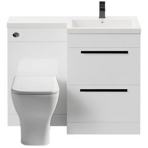 Arko 600mm Vanity Unit Bathroom Furniture Set with Basin, Concealed Toilet Pan & Soft-Close Seat – White
