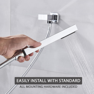 Square Concealed Triple Thermostatic Shower Pack with Head + Handset - Chrome
